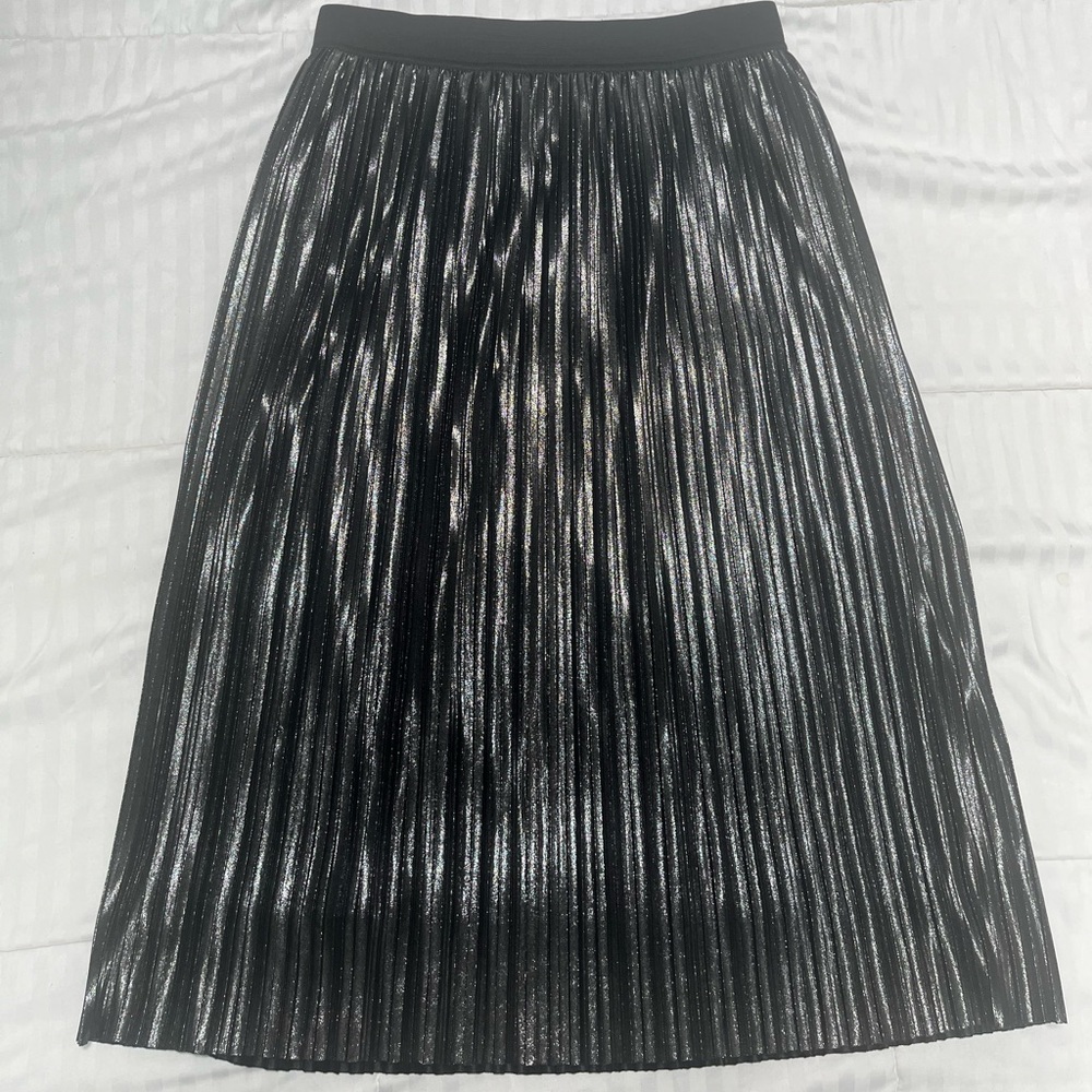 GAP black metallic straight midi skirt